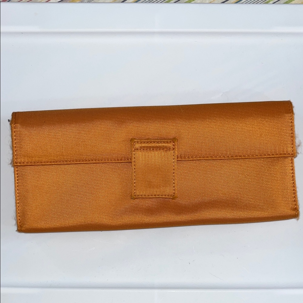 Milano Series Satiny Tangerine Orange Clutch Envelope Wallet